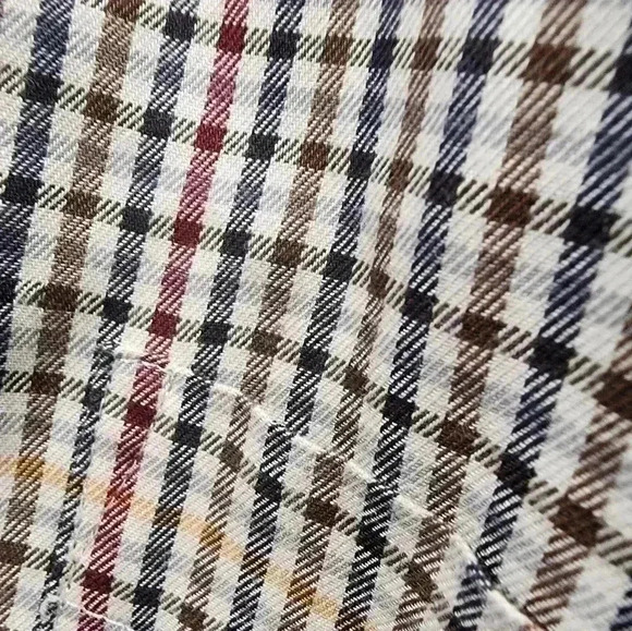 Van Heusen Mens Plaid Long Sleeve Dress Shirt Size Large 16-16.5 Brown Red Black - Picture 3 of 4